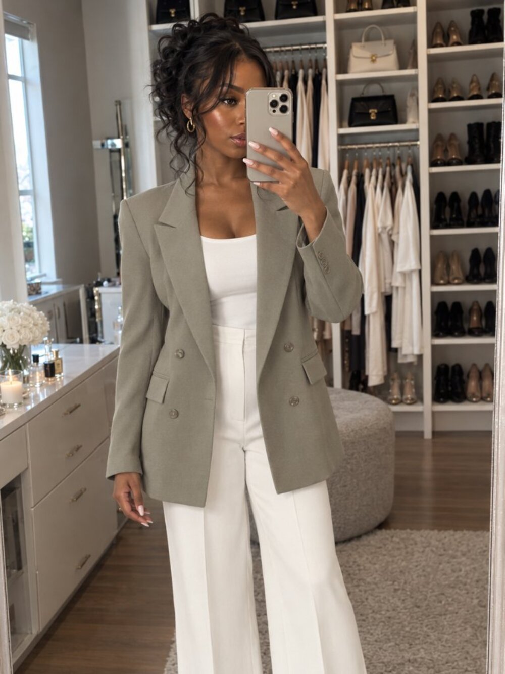 Rachel Zoe Double Breasted Blazer in Sage Size Medium